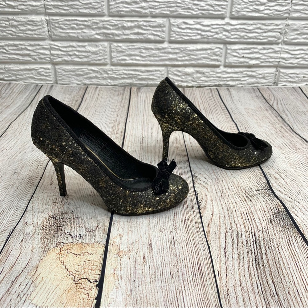 Chinese Laundry Black & Gold Glitter Heels - Picture 3 of 6